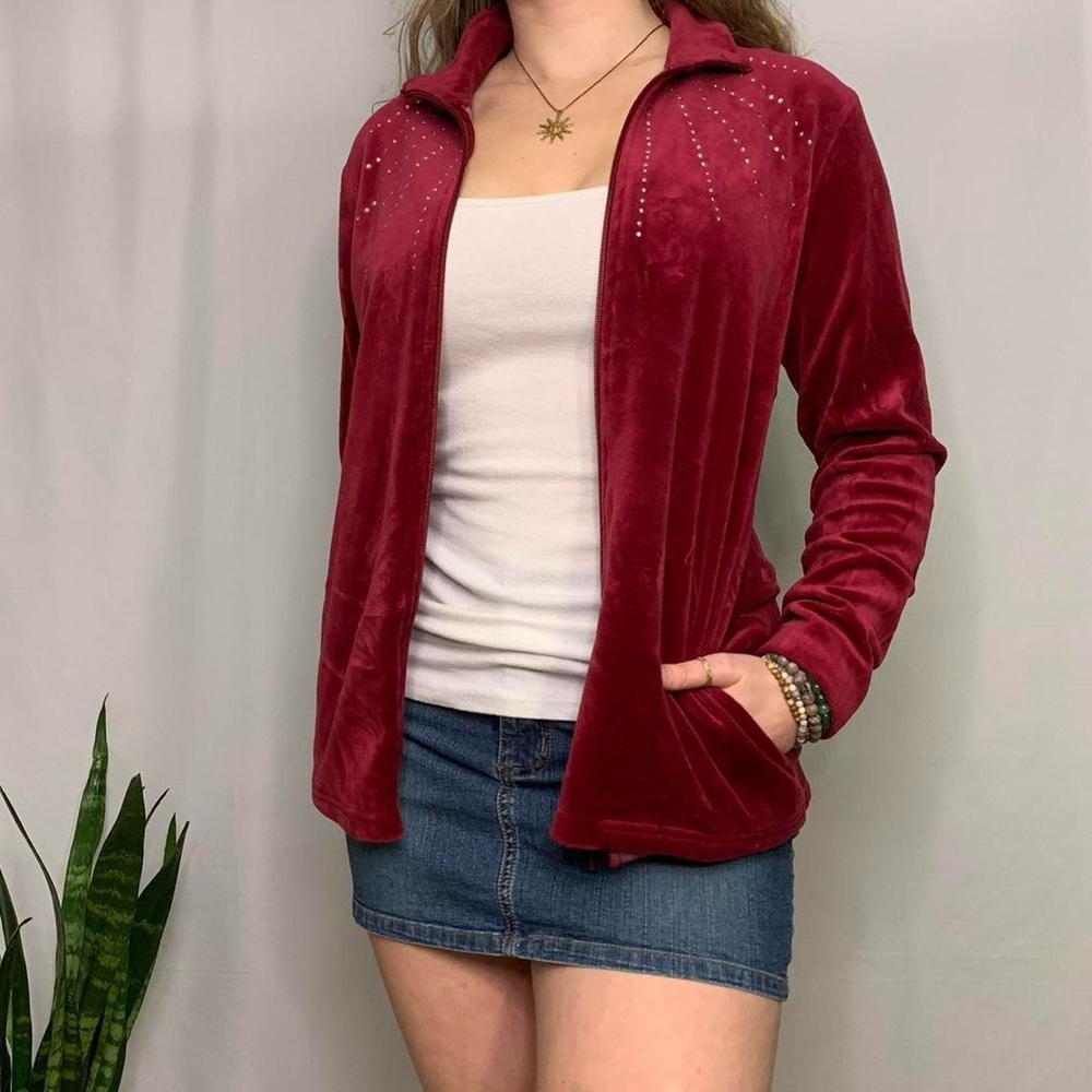 Erika Burgundy Velvet Women’s Jacket